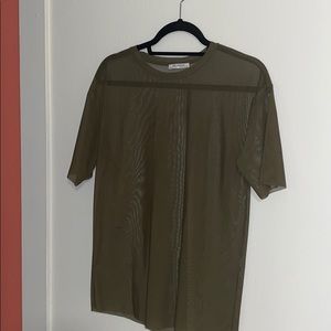 Green simple sheer t shirt
